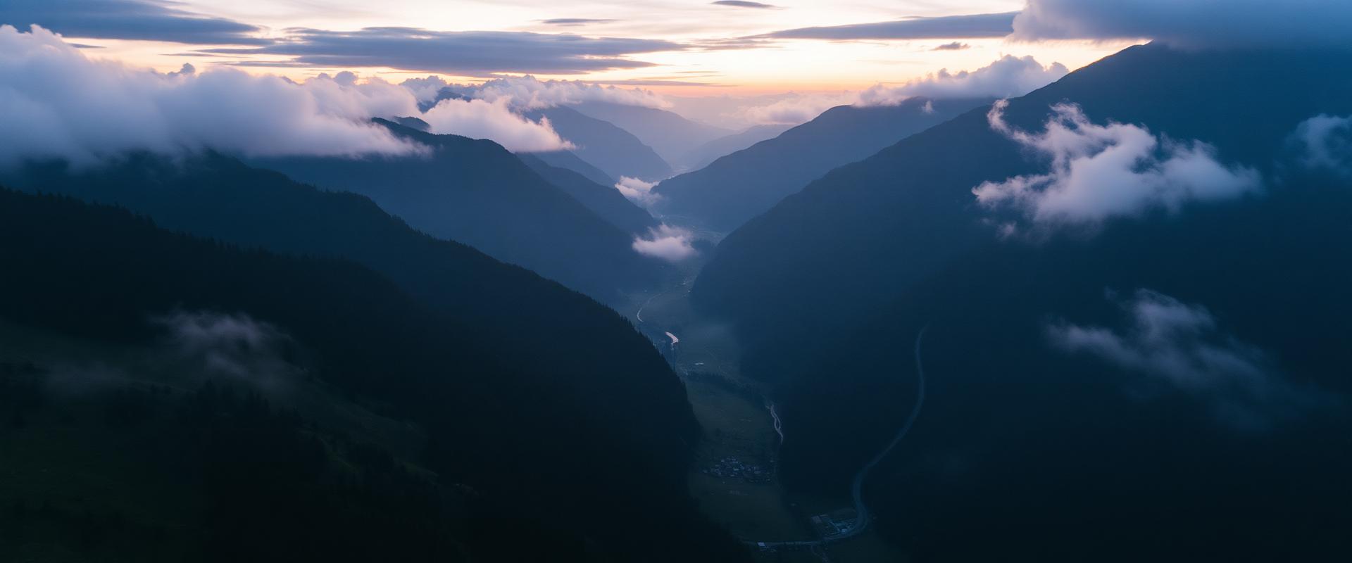 Alpine valley at dawn